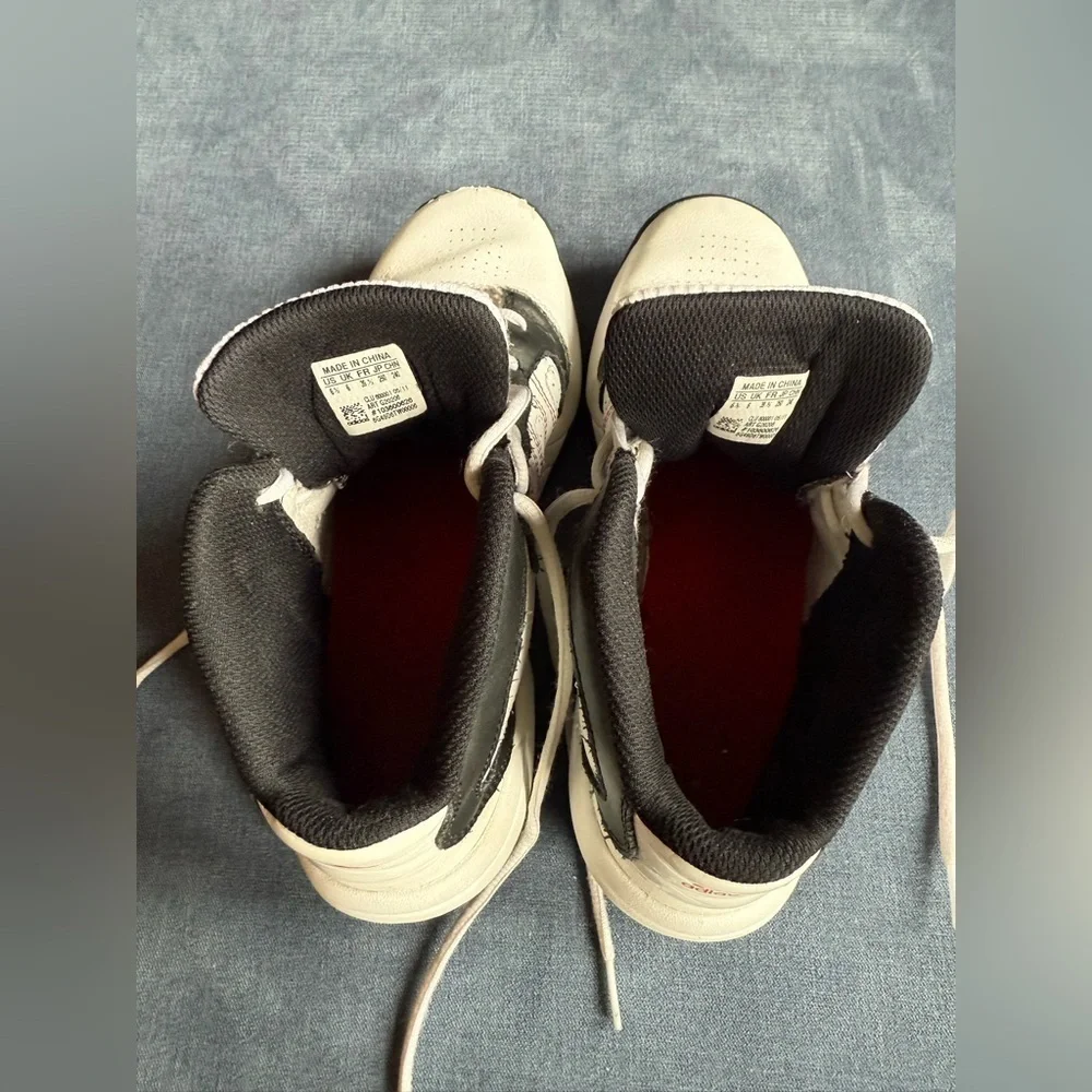 Adidas Youth Basketball Shoes SZ 6.5 Lace Up High Top White Red Black Athletic